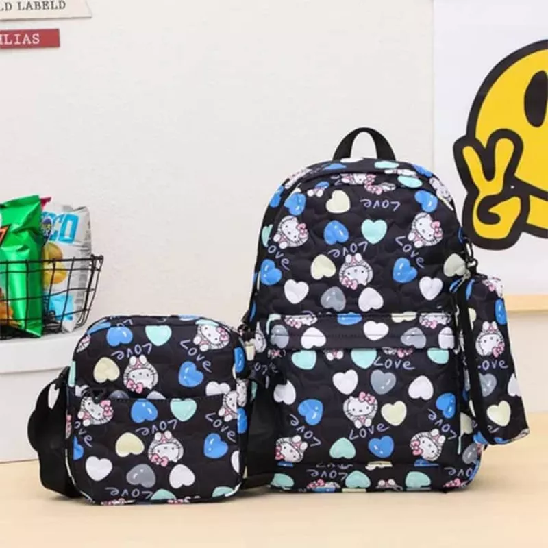 SACS 3 ENSEMBLE "LOVE KITTY" CŒUR multicolore  